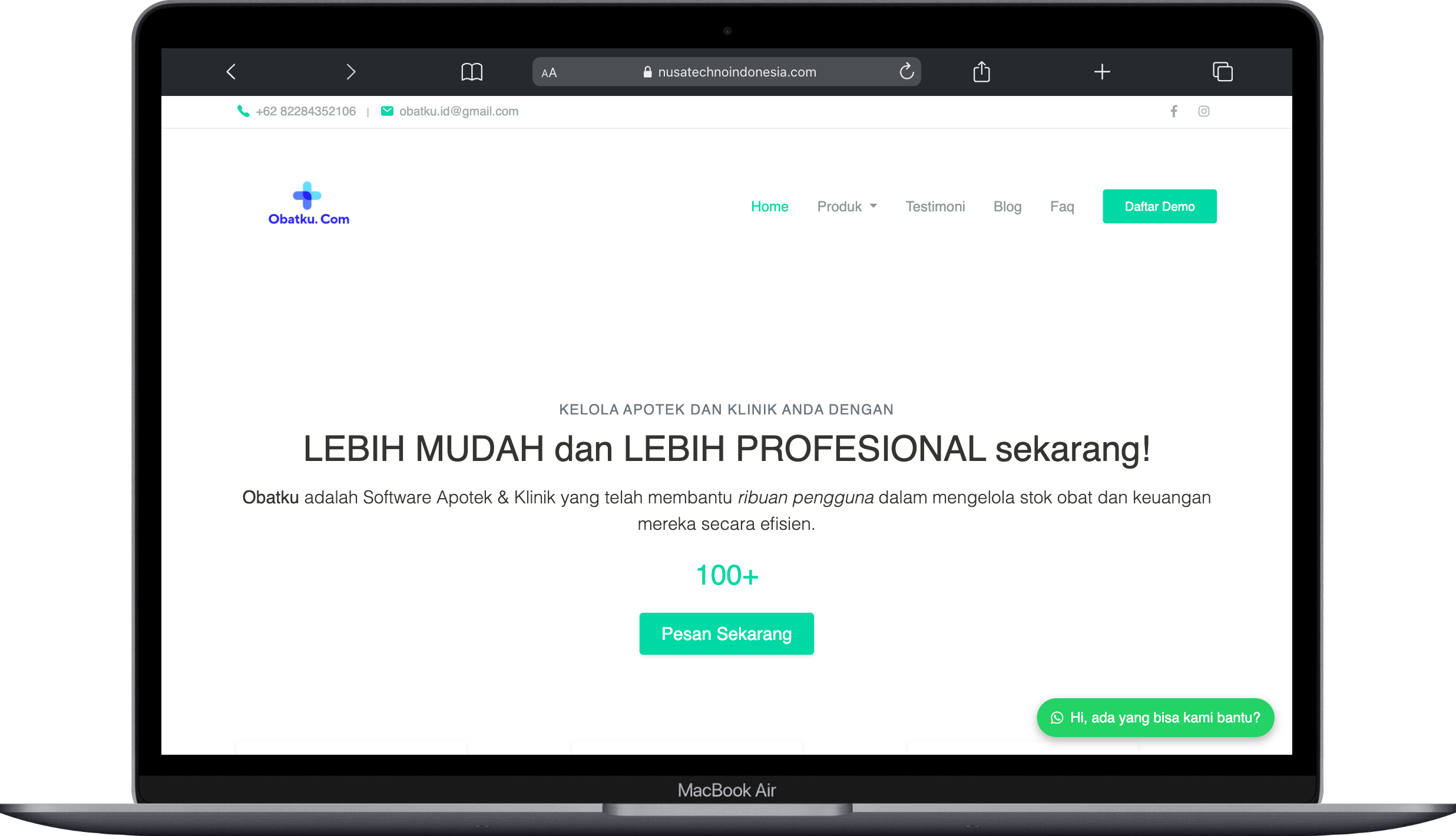 Tampilan website Obatku – Sistem Apotik Digital
